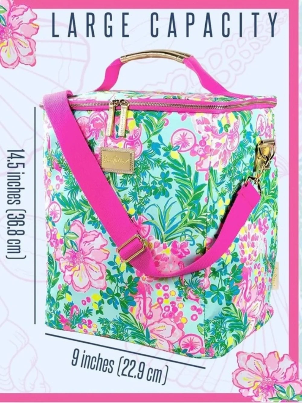 Lilly Pulitzer | Insulated Wine Carrier Beach Cooler Pool Fruity Flamingo Pink